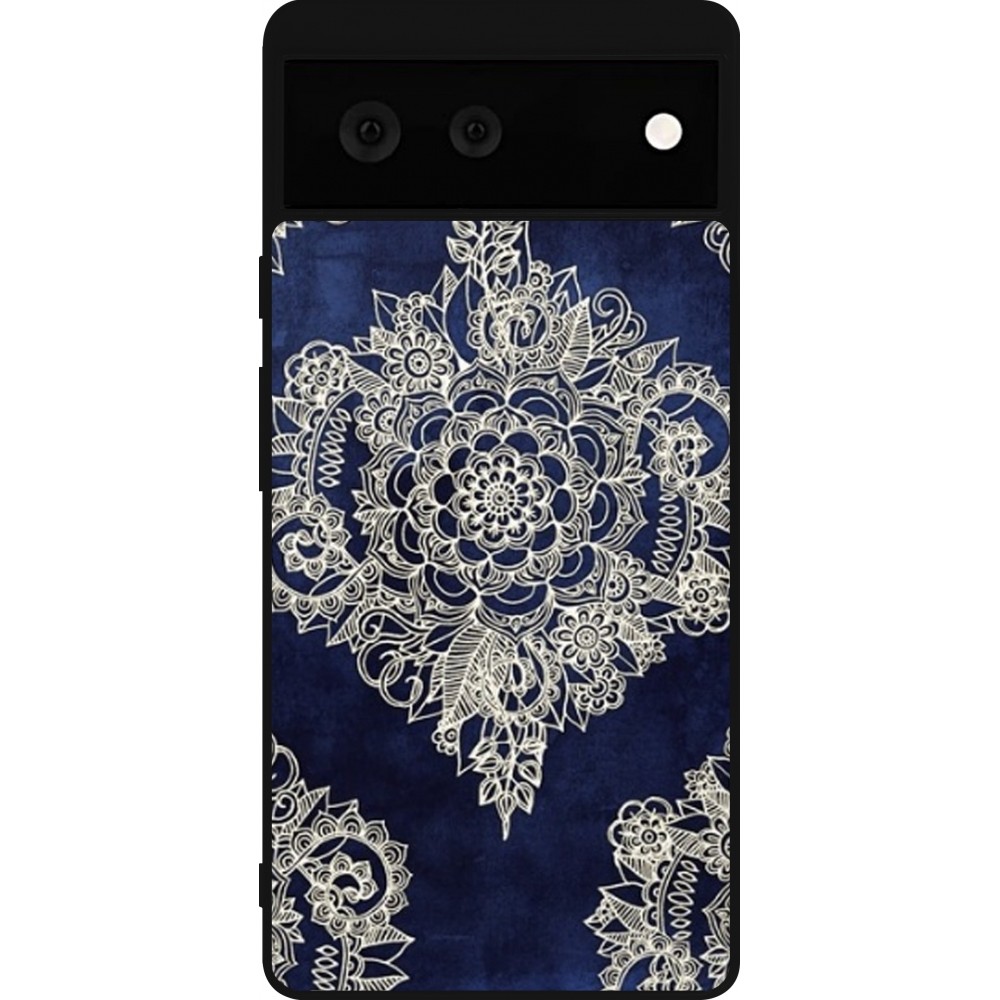 Coque Google Pixel 6 - Silicone rigide noir Cream Flower Moroccan