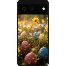 Coque Google Pixel 6 - Silicone rigide noir Easter 2026 Decorated eggs