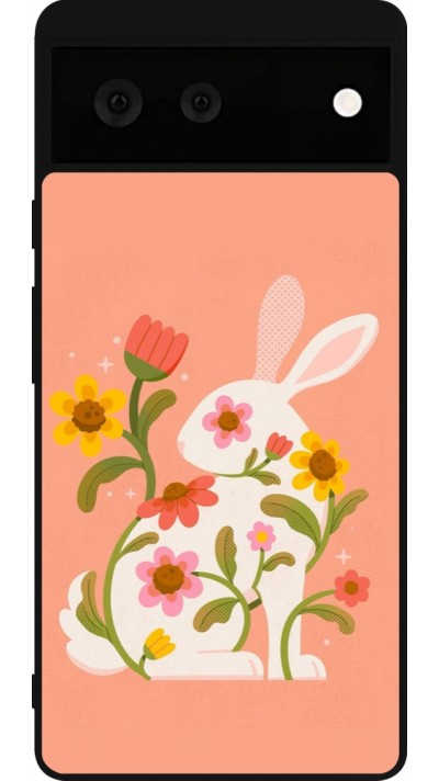 Coque Google Pixel 6 - Silicone rigide noir Easter 2026 Rabbit collage