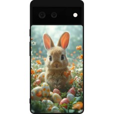 Coque Google Pixel 6 - Silicone rigide noir Easter 2026 Rabbit in the garden