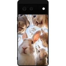 Coque Google Pixel 6 - Silicone rigide noir Easter 2026 Rabbits