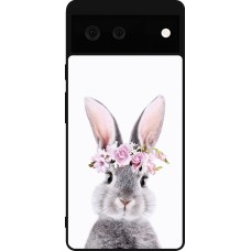 Google Pixel 6 Case Hülle - Silikon schwarz Easter 2023 flower bunny