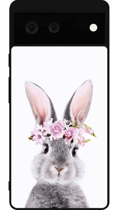 Coque Google Pixel 6 - Silicone rigide noir Easter 2023 flower bunny