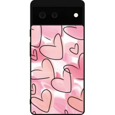 Google Pixel 6 Case Hülle - Silikon schwarz Easter 2023 pink hearts