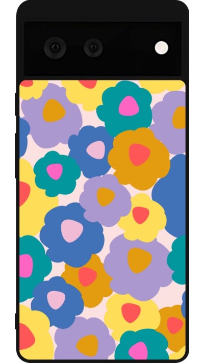 Coque Google Pixel 6 - Silicone rigide noir Easter 2024 flower power