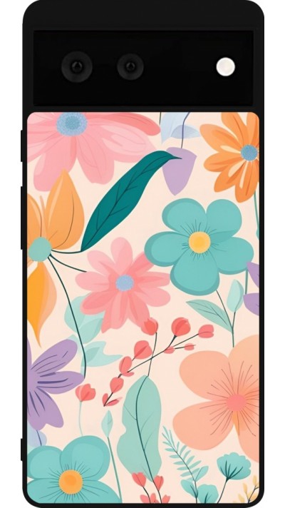 Coque Google Pixel 6 - Silicone rigide noir Easter 2024 spring flowers