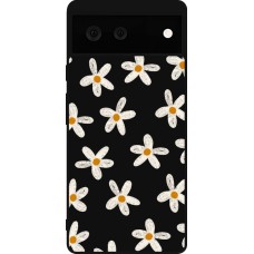 Google Pixel 6 Case Hülle - Silikon schwarz Easter 2024 white on black flower