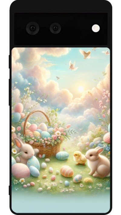 Coque Google Pixel 6 - Silicone rigide noir Easter 2025 Pastel Pâques