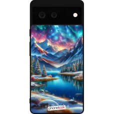 Google Pixel 6 Case Hülle - Silikon schwarz Fantasiebergsee Himmel Sterne