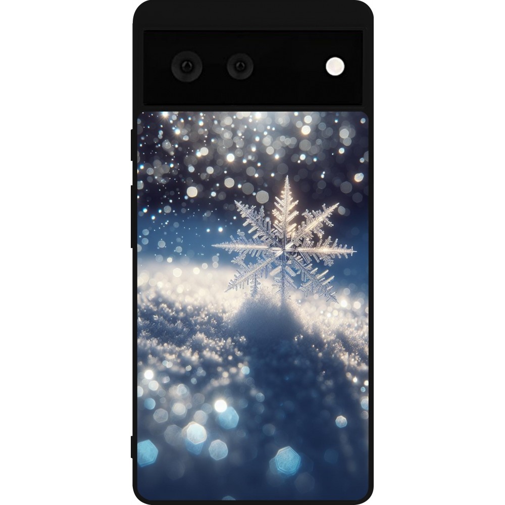 Google Pixel 6 Case Hülle - Silikon schwarz Schneeflocke Solar Glanz