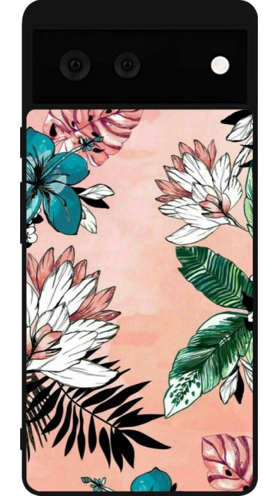 Google Pixel 6 Case Hülle - Silikon schwarz Flowers Artprint