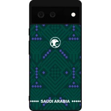 Coque Google Pixel 6 - Silicone rigide noir Maillot de football Arabie saoudite 2026 personnalisable