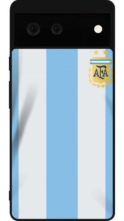Coque Google Pixel 6 - Silicone rigide noir Maillot de football Argentine 2022 personnalisable