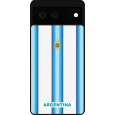 Coque Google Pixel 6 - Silicone rigide noir Maillot de football Argentine 2026 personnalisable