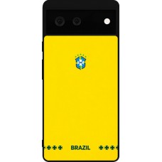 Coque Google Pixel 6 - Silicone rigide noir Maillot de football Bresil 2026 personnalisable