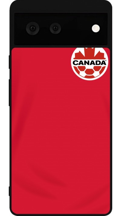 Coque Google Pixel 6 - Silicone rigide noir Maillot de football Canada 2022 personnalisable