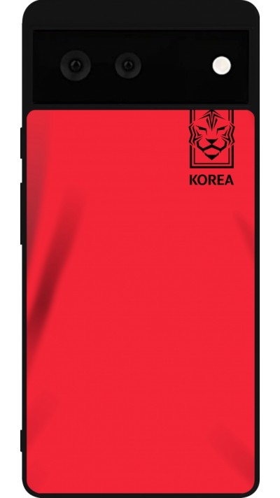 Coque Google Pixel 6 - Silicone rigide noir Maillot de football Corée du Sud 2022 personnalisable