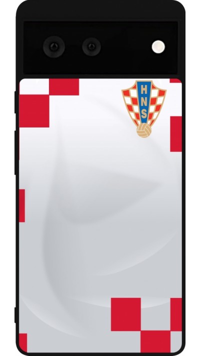 Coque Google Pixel 6 - Silicone rigide noir Maillot de football Croatie 2022 personnalisable