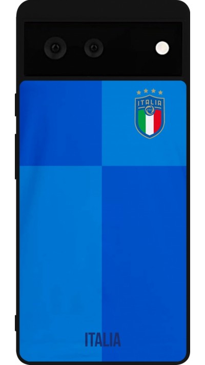 Coque Google Pixel 6 - Silicone rigide noir Maillot de football Italie 2022 personnalisable