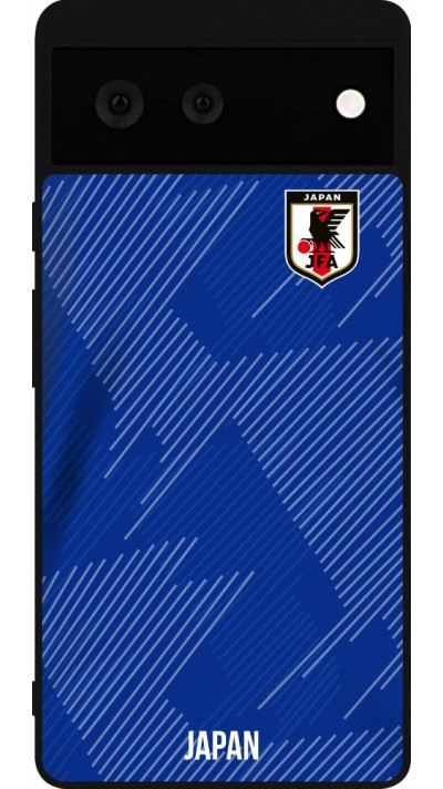 Coque Google Pixel 6 - Silicone rigide noir Maillot de football Japon 2022 personnalisable