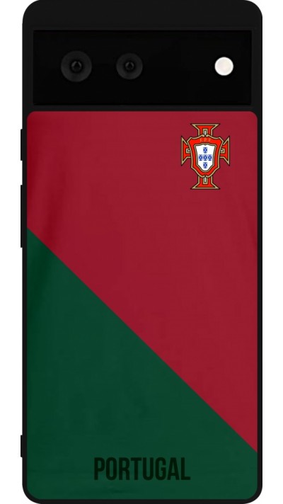 Coque Google Pixel 6 - Silicone rigide noir Maillot de football Portugal 2022