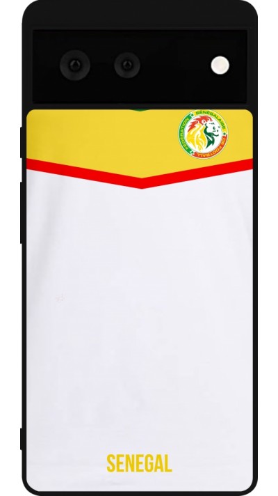 Coque Google Pixel 6 - Silicone rigide noir Maillot de football Senegal 2022 personnalisable