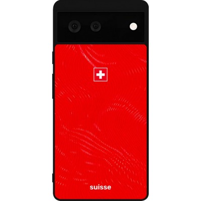Coque Google Pixel 6 - Silicone rigide noir Maillot de football Suisse 2026 personnalisable