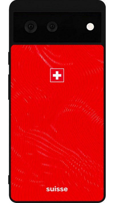 Coque Google Pixel 6 - Silicone rigide noir Maillot de football Suisse 2026 personnalisable