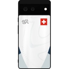 Coque Google Pixel 6 - Silicone rigide noir Maillot de football Suisse Extérieur personnalisable