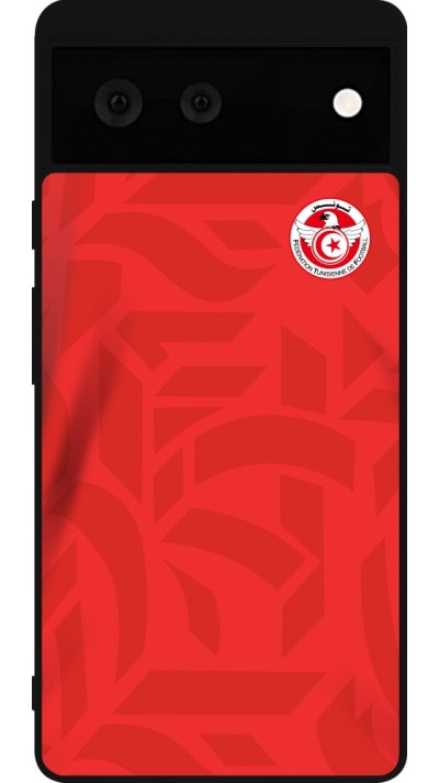 Coque Google Pixel 6 - Silicone rigide noir Maillot de football Tunisie 2022 personnalisable