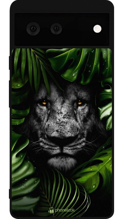Coque Google Pixel 6 - Silicone rigide noir Forest Lion
