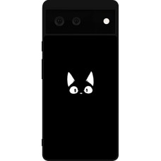 Google Pixel 6 Case Hülle - Silikon schwarz Funny cat on black
