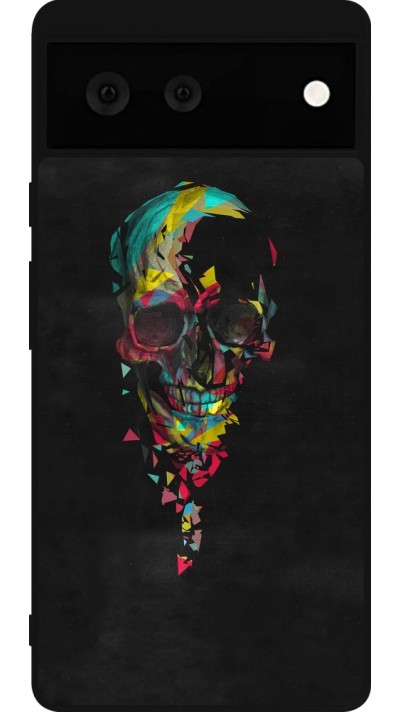 Coque Google Pixel 6 - Silicone rigide noir Halloween 22 colored skull