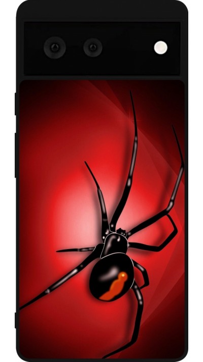 Coque Google Pixel 6 - Silicone rigide noir Halloween 2023 spider black widow