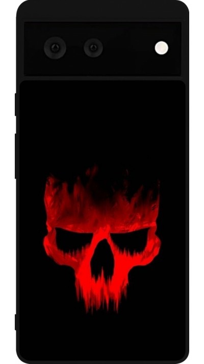 Coque Google Pixel 6 - Silicone rigide noir Halloween 2023 scary skull
