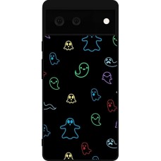 Google Pixel 6 Case Hülle - Silikon schwarz Halloween 2024 colorful ghosts