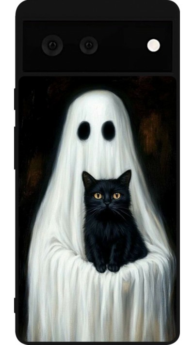 Google Pixel 6 Case Hülle - Silikon schwarz Halloween 2025 Ghost with black cat