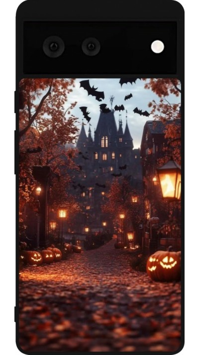 Google Pixel 6 Case Hülle - Silikon schwarz Halloween 2025 Haunted house