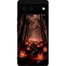 Google Pixel 6 Case Hülle - Silikon schwarz Halloween 2025 Road of Terrifying Pumpkins