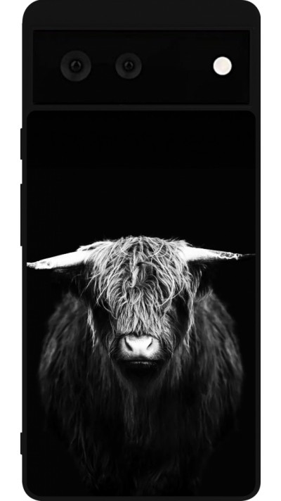 Coque Google Pixel 6 - Silicone rigide noir Highland calf black
