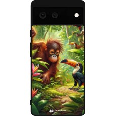 Coque Google Pixel 6 - Silicone rigide noir Jungle Tropicale Tayrona