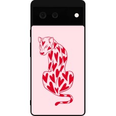 Google Pixel 6 Case Hülle - Silikon schwarz Leopard with hearts 2026