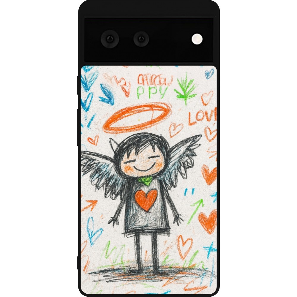 Google Pixel 6 Case Hülle - Silikon schwarz Little Angel Sketch Love