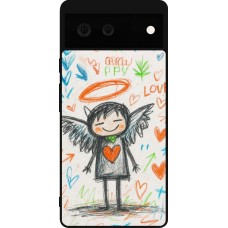 Google Pixel 6 Case Hülle - Silikon schwarz Little Angel Sketch Love