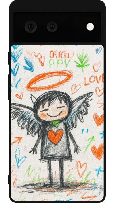 Google Pixel 6 Case Hülle - Silikon schwarz Little Angel Sketch Love