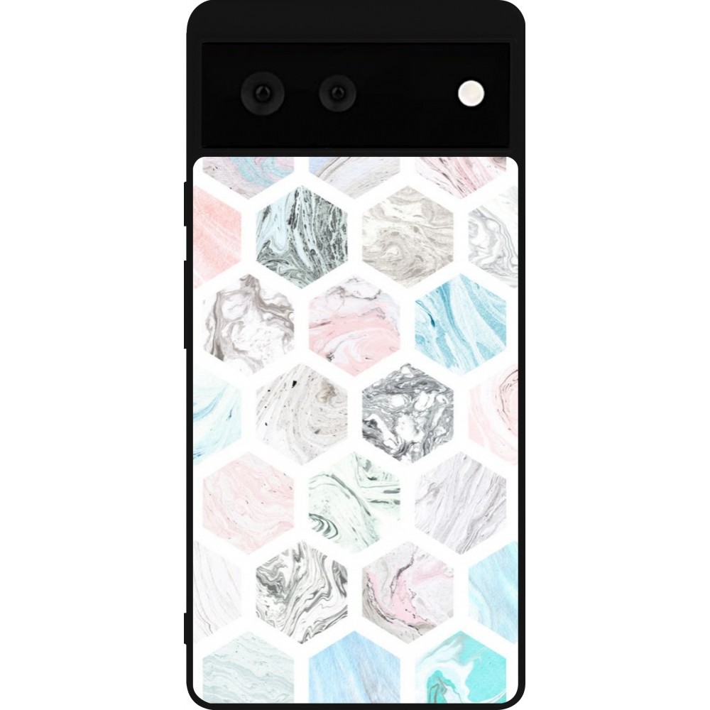 Google Pixel 6 Case Hülle - Silikon schwarz Marble Everything