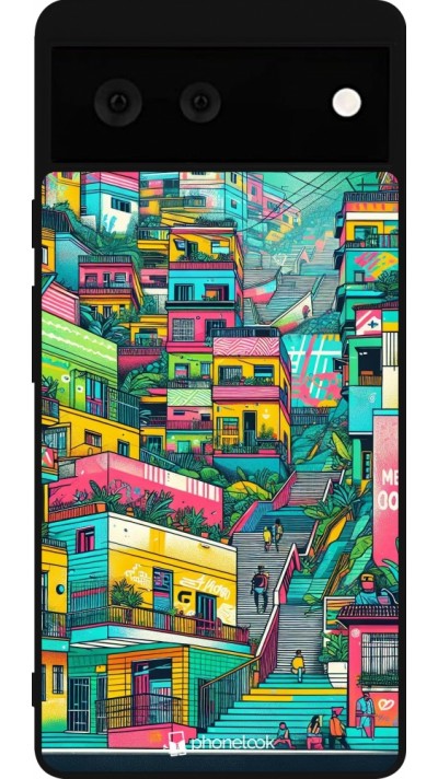 Coque Google Pixel 6 - Silicone rigide noir Medellin Comuna 13 Art