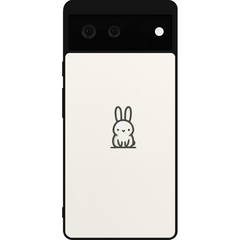 Coque Google Pixel 6 - Silicone rigide noir Minimal bunny cutie