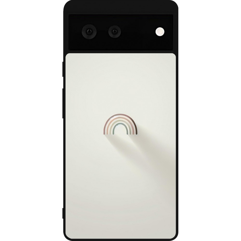 Google Pixel 6 Case Hülle - Silikon schwarz Mini Regenbogen Minimal
