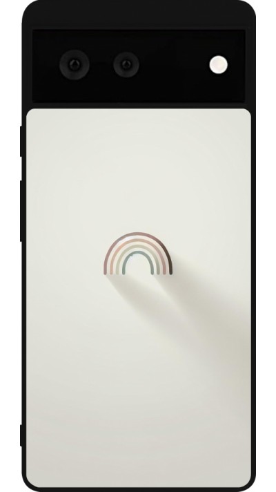 Google Pixel 6 Case Hülle - Silikon schwarz Mini Regenbogen Minimal